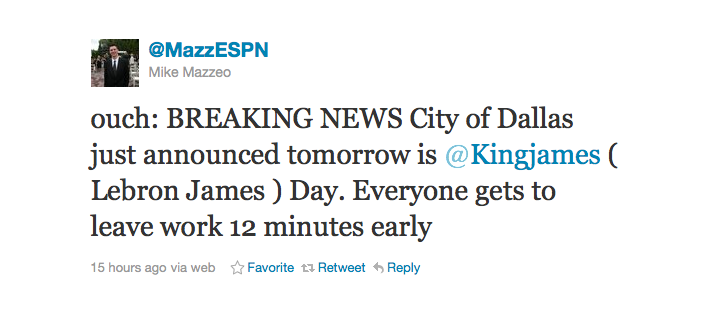 @MazzESPN Tweet - LeBron James Day