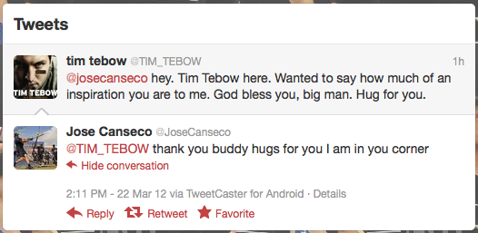 Canseco:Tebow Tweets