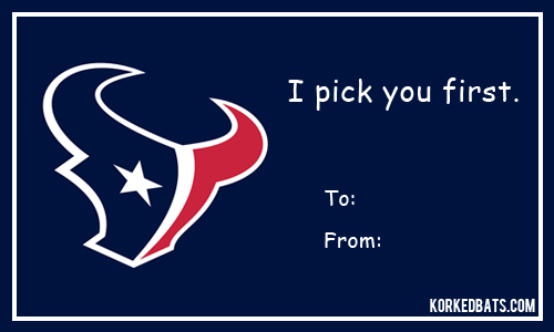 Sports Valentines Cards - Texans