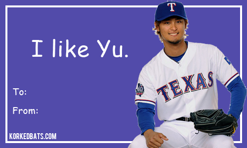 Sports Valentines Cards - Yu Darvish