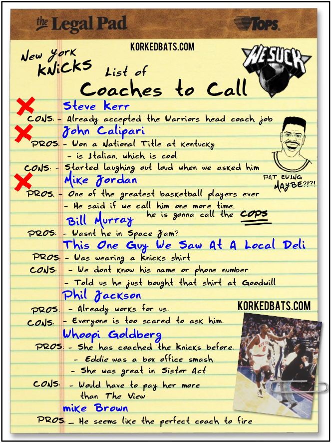 Knicks Coaches To Call List