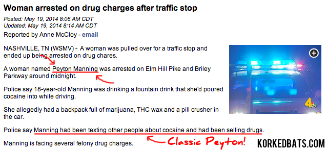 Peyton Manning Cocaine Arrest