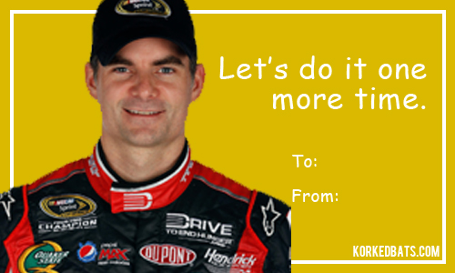 Sports Valentines Cards - Jeff Gordon