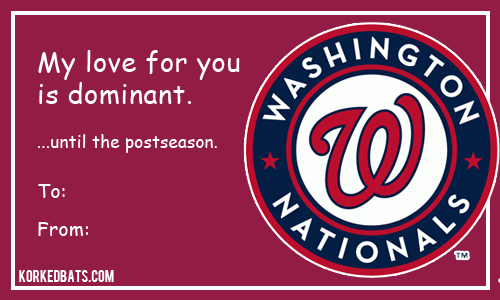 Sports Valentines Cards - Nationals